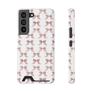 Funda para teléfono con diseño de lazo y tarjetero, elegante tarjetero, funda moderna con lazo, tarjetero único, tarjetero con estilo