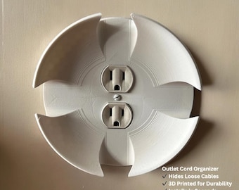 3D Printed Outlet Cover for Cable Management – 6" Decorative Wall Cord Organizer