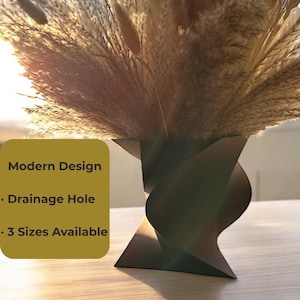 Geometric 3D Printed Planter Pot with Drainage – Modern Minimalist Plant Pot in 3 Sizes