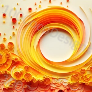 Bellissimo sole quilled di carta nei colori autunnali, tramonto, alba, download digitale quilled di carta, arte quilling di carta, arte quilled, arte da parete economica