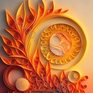 Paper Quilled Sun, Sunset, Sunrise, Fall comfort colors, Cheap Digital Print
