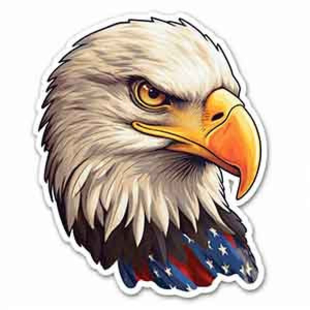 Majestic American Bald Eagle Sticker 4x4 Inches, Patriotic Symbol of