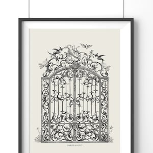 Heavens Gate Wall Art Digital Download Black and White, Angel Printable Home Decor, Heavenly Vintage Bedroom Printable Art Religious Gift