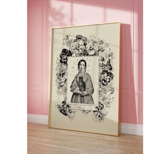 Patron Saint of Cats Gertrude of Nivelles Wall Art, Cat Gift, Catholic Print, St Gertude the Great, Digital Download Angels, Cat Lover Gift