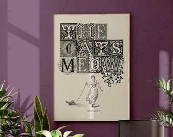 Cat Mom Wall Art Printable, Cat Mama Gift Digital Download, Vintage Cat Lover Gift, Coloring Pages Kids Typography Wall Art Printable