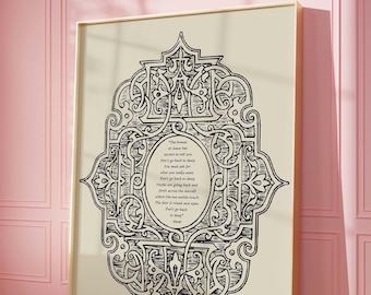 Rumi Wall Art, Islamic Wall Art, Bookish Gifts Rumi Quote, Yoga Wall Art Printable, Islam Vintage, Beige Print, Mystical Poetry Rumi Decor