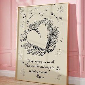 Rumi Quote Print, Persian Wall Art, Bookish Gifts Rumi Quotes, Universe in Ecstatic Motion Printable, Mystical Poem, Rumi Decor Gift for Her