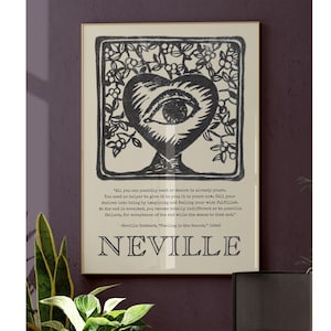 Neville Goddard Poster, Neville Symbol Heart, Law of Attraction print, Secret Manifestation Poster, Mystic Quotes, New Thought Author Gift