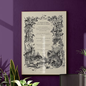 Patron Saint Of Animals Prayer, Francis of Assisi Wall Art, Catholic Prayer Gift, St. Francis Protection, Protect My Pet Digital Download