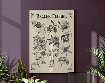 Botanical Wall Art Digital Download Vintage Floral Black and White Vintage Print Botanical Flower Home Decor Gift Farmhouse Art French Decor