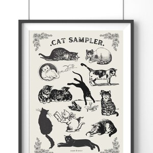 Cat Mom Gifts, Cat Lover Poster, Funny Digital Download, Cat Lady Printable, Kittens Print, Cat Mama Gift Cute Vintage Kitty Poster image 2