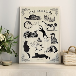 Cat Mom Gifts, Cat Lover Poster, Funny Digital Download, Cat Lady Printable, Kittens Print, Cat Mama Gift Cute Vintage Kitty Poster image 1