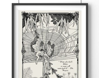 Fairy Wall Art Digital Download Neutral Wall Art Girls Bedroom Nursery Decor Baby Shower Gift Fairy Printable Kids Coloring Page Quotes Kids