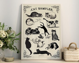 Cat Mom Gifts, Cat Lover Poster, Funny Digital Download, Cat Lady Printable, Kittens Print, Cat Mama Gift Cute Vintage Kitty Poster