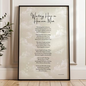 Suicide Loss Gift for Mom, Grief Poem for Mother, Thinking of You, Memorial Sympathy for Child, Funeral Comfort Poem, Grieving Parent Print