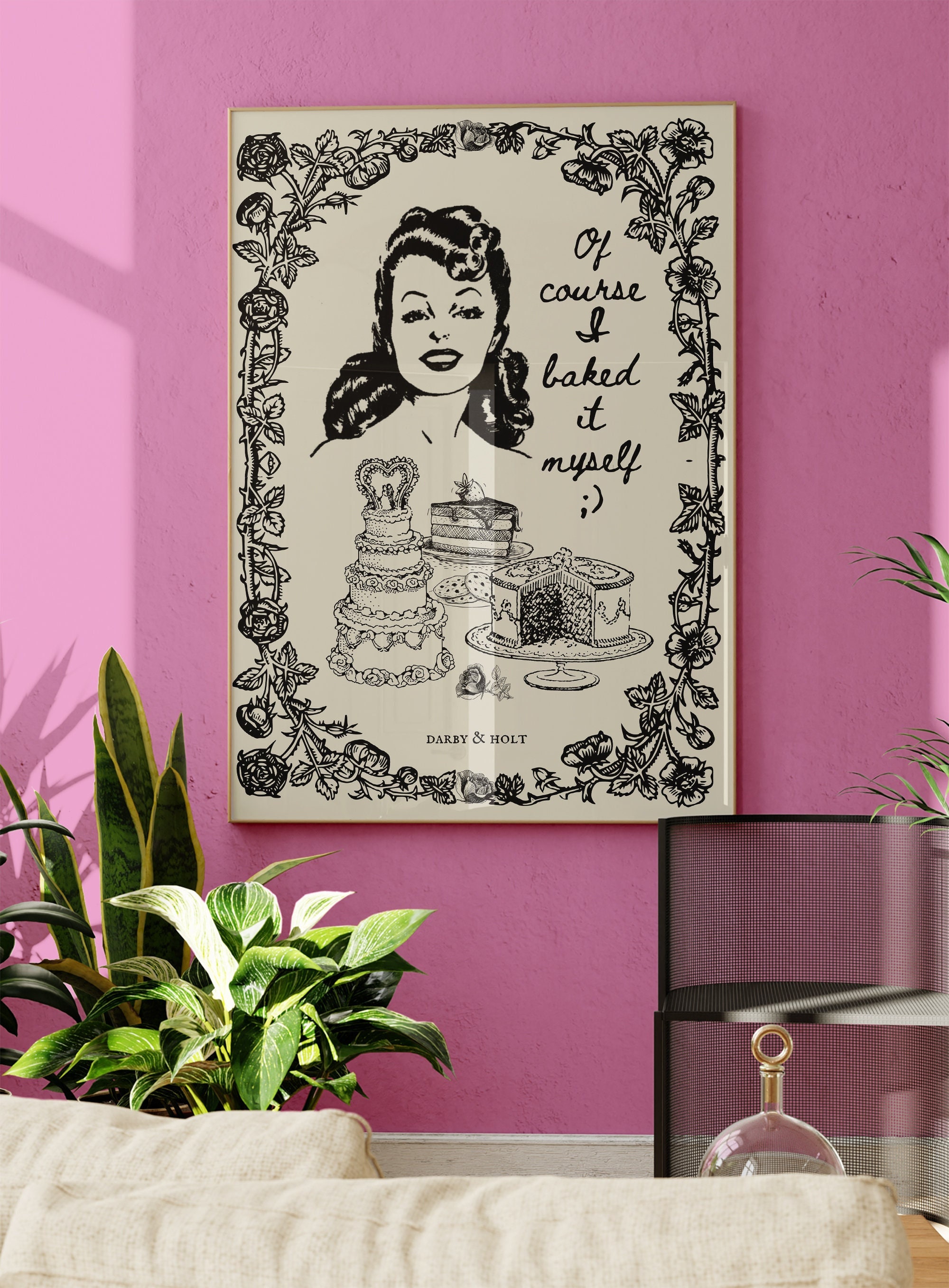 Baking Wall Art Cake Printable, Bakery Vintage Retro Art, Digital ...