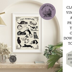 Cat Mom Gifts, Cat Lover Poster, Funny Digital Download, Cat Lady Printable, Kittens Print, Cat Mama Gift Cute Vintage Kitty Poster image 4