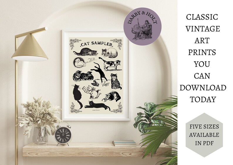 Cat Mom Gifts, Cat Lover Poster, Funny Digital Download, Cat Lady Printable, Kittens Print, Cat Mama Gift Cute Vintage Kitty Poster image 4