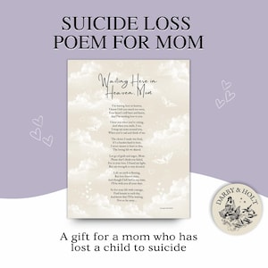 Suicide Loss Gift for Mom, Grief Poem for Mother, Thinking of You, Memorial Sympathy for Child, Funeral Comfort Poem, Grieving Parent Print