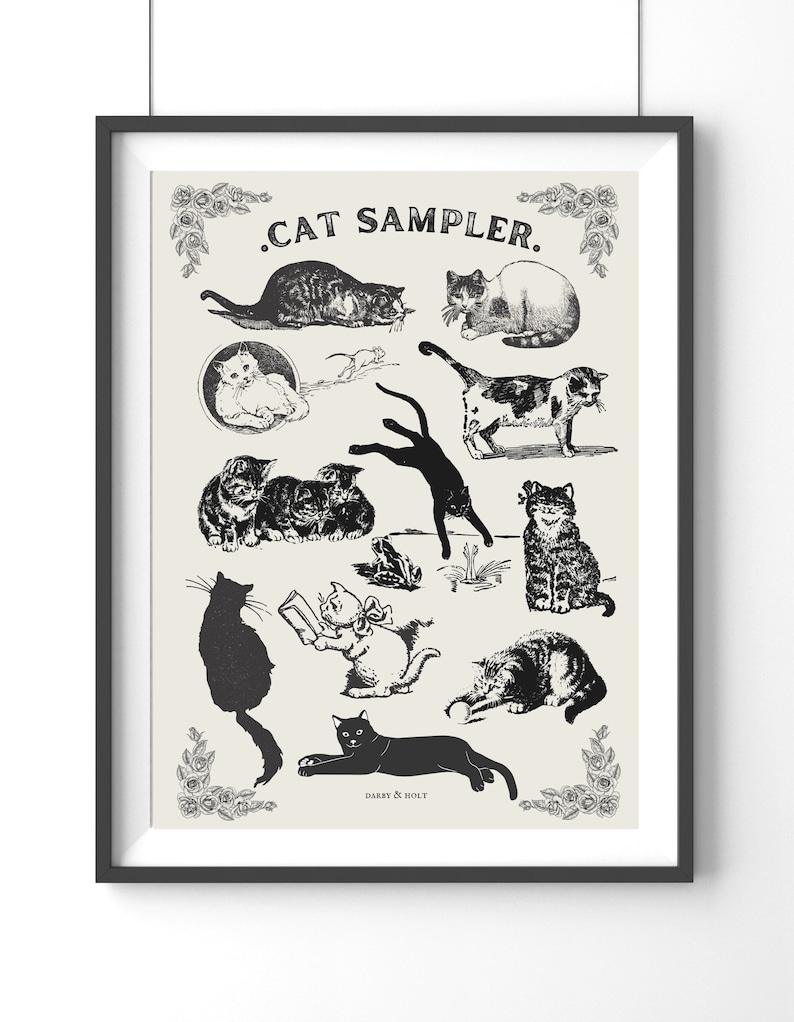 Cat Mom Gifts, Cat Lover Poster, Funny Digital Download, Cat Lady Printable, Kittens Print, Cat Mama Gift Cute Vintage Kitty Poster image 2