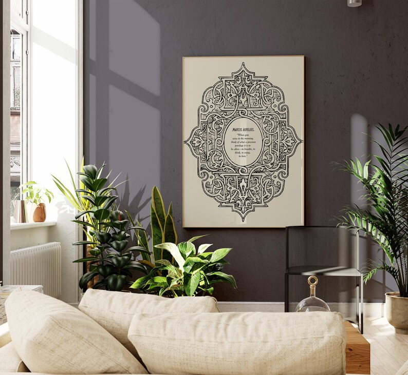 May include: A black and white printable art print with an intricate design and a quote by Mary Angelou. The quote reads "When you know your worth, no one can make you feel inferior." The print is framed and hanging on a gray wall.