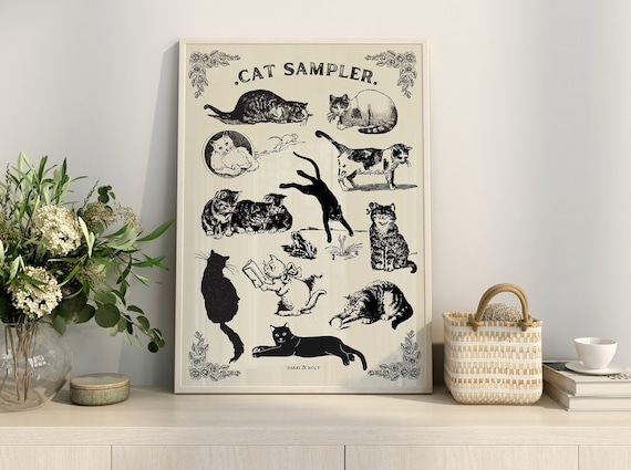 Cat Mom Gifts, Cat Lover Poster, Funny Digital Download, Cat Lady Printable, Kittens Print, Cat Mama Gift Cute Vintage Kitty Poster