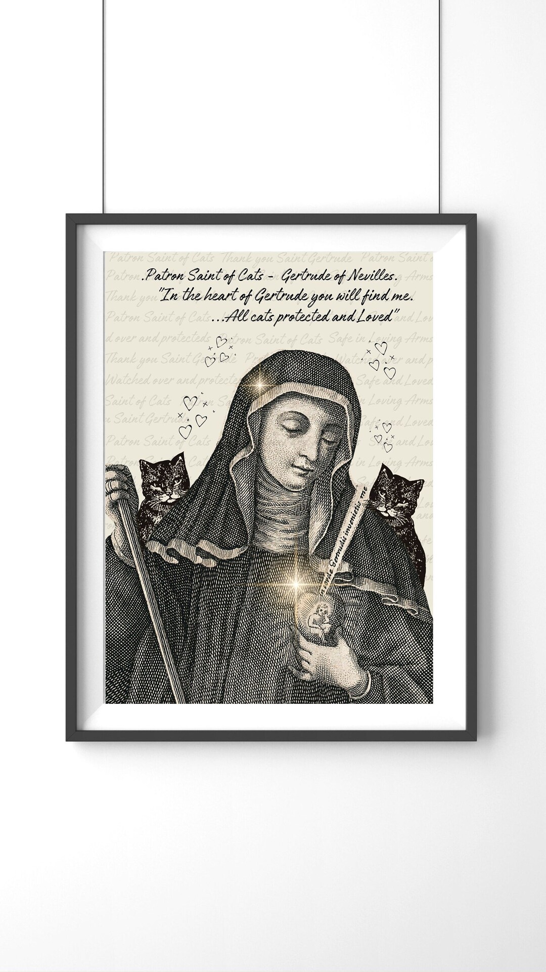Saint Gertrude of Nivelles Wall Art Patron Saint of Cats St - Etsy