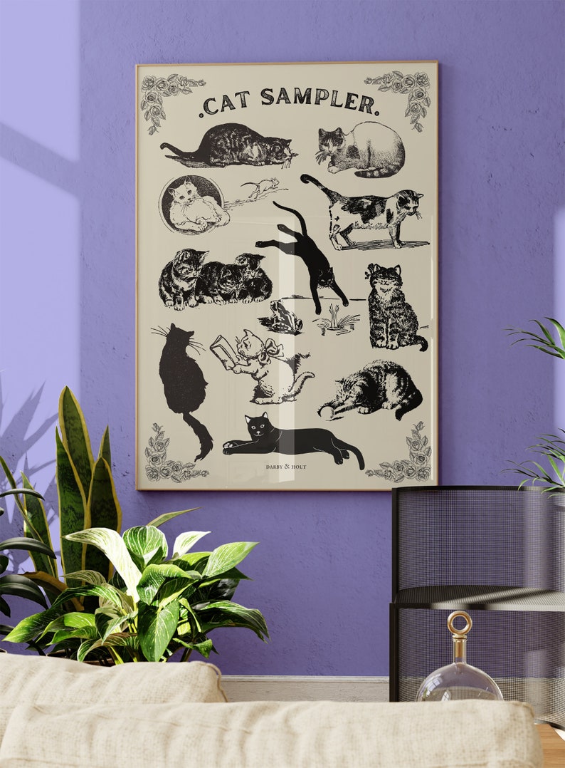 Cat Mom Gifts, Cat Lover Poster, Funny Digital Download, Cat Lady Printable, Kittens Print, Cat Mama Gift Cute Vintage Kitty Poster image 7