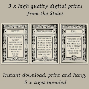 Marcus Aurelius Quote, Stoicism Wall Art, Set of 3 Stoics Print,  Epictetus Print, Seneca Wall Art, Motivational Posters, Philosophy Gift
