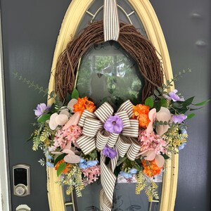 Handmade Spring Grapevine Wreath: Floral Farmhouse Door Decor