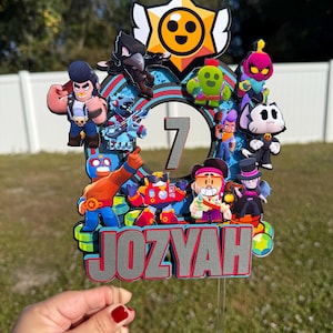 Personalized Brawl Stars Cake Topper | Custom 3D Shaker Birthday Decoration | Brawlers Game Theme Party Decor | Gamer Name and Age Sign