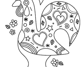 Vibrant Tales: Galo de Barcelos Coloring Page - Printable Art Galo de Barcelos Coloring page Portuguese rooster colouring page