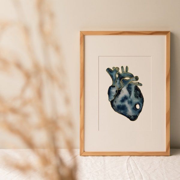Hole In My Heart | Anatomical Heart Watercolor | Instant Download | Digital Art Print | Wall Art Decor |