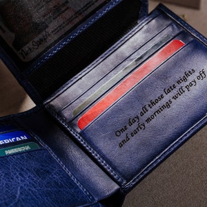 Regalo de aniversario para él, billetera personalizada, billetera grabada, regalo para novio, billetera para hombre, regalo de cumpleaños, regalo de San Valentín para papá