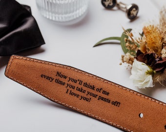 Custom Leather Belt for Guys, Personalized Gift for Him, Engraved Belt, Gift for Son, Father the Bride Gift from Daughter, Groomsmen Gift