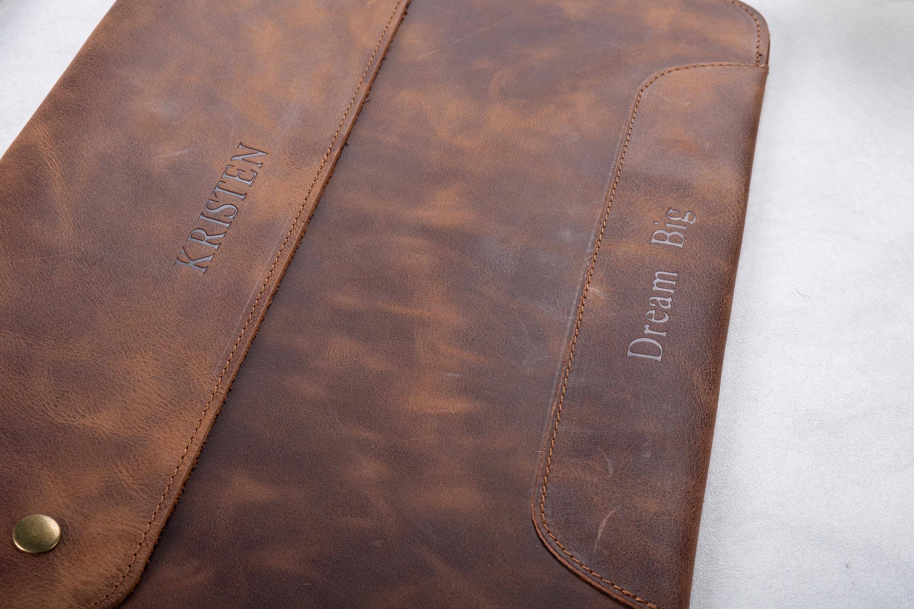 Professional Leather Laptop Sleeve With Monogram, Logo Laptop Case (if ...