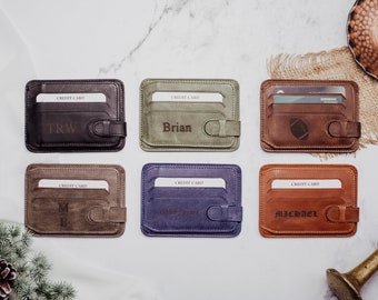Tarjetero personalizado, billetera de cuero personalizada, billetera minimalista para hombres, billetera delgada con tarjetero, billetera minimalista delgada, regalo para hombres
