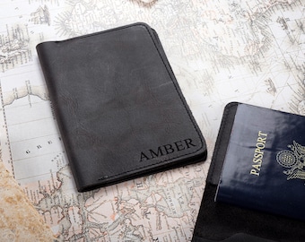 Funda de cuero personalizada para pasaporte, funda personalizada para pasaporte, funda grabada para pasaporte, funda para pasaporte de viaje, regalos para viajeros frecuentes