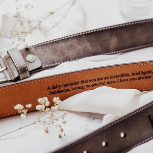 Personalized Secret Message Belt for Him, Custom Leather Belt for Men, Personalized Gift for Husband, 1-year Anniversary Gift for Boyfriend image 6
