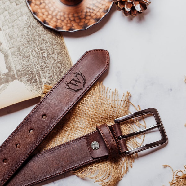 Custom Leather Belt, Custom Engraved Men's Belt, Anniversary Gift for Husband, Valentines Gift for Him, Boyfriend Valentines Gift Ideas