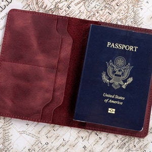 Funda de pasaporte con monograma, funda de pasaporte personalizada, billetera de viaje, estuche para pasaporte, funda de cuero para pasaporte, tarjetero, billetera para pasaporte