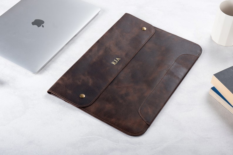 Personalized Leather Laptop Sleeve, Custom Laptop Case, Case For MacBook Air 13, Air M1 and MacBook Pro 13, Pro 13 M1, Gifts for Her Mom image 5