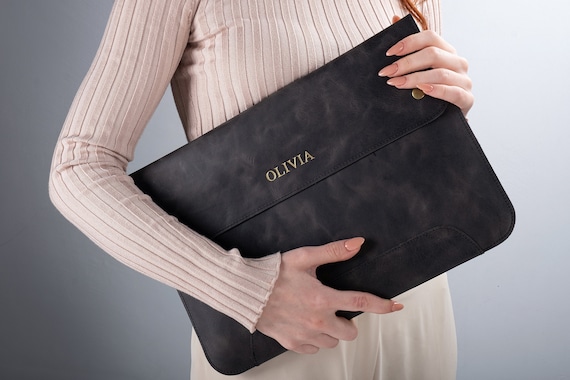 Personalized Leather Laptop Sleeve, Custom Laptop Case, Case For MacBook Air 13, Air M1 and MacBook Pro 13, Pro 13 M1, Gifts for Her Mom
