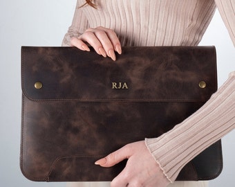 Personalized Laptop Bag for Women, Leather Laptop Sleeve, Custom Laptop Case, Macbook Sleeve, Graduation Gift, Fathers Gift, Ipad Sleeve