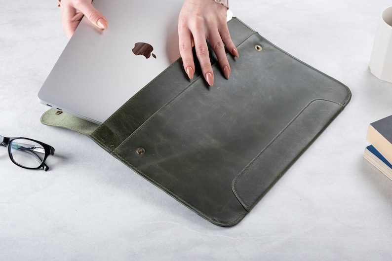 Personalized Leather Sleeve Bag for MacBook Pro 16 Handmade Etsy