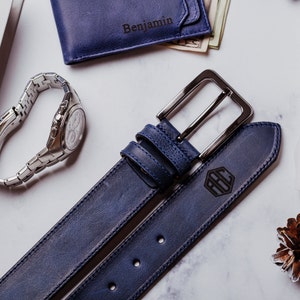 Personalized Leather Belt For Dad – Custom Name Engraved Men's Belt With Hidden Message– Gifts For Father, Husband,Son (Style 1) At Men's Clothing Store