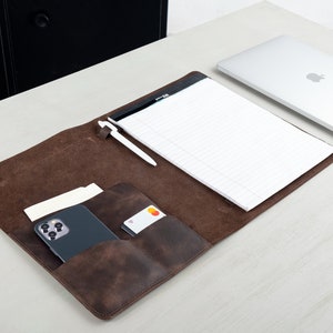 Leather Padfolio with Business Card Holder, Letter Size Organizer Folders, Custom Leather Portfolio, Corporate Gift, A4 Holder, Document Bag