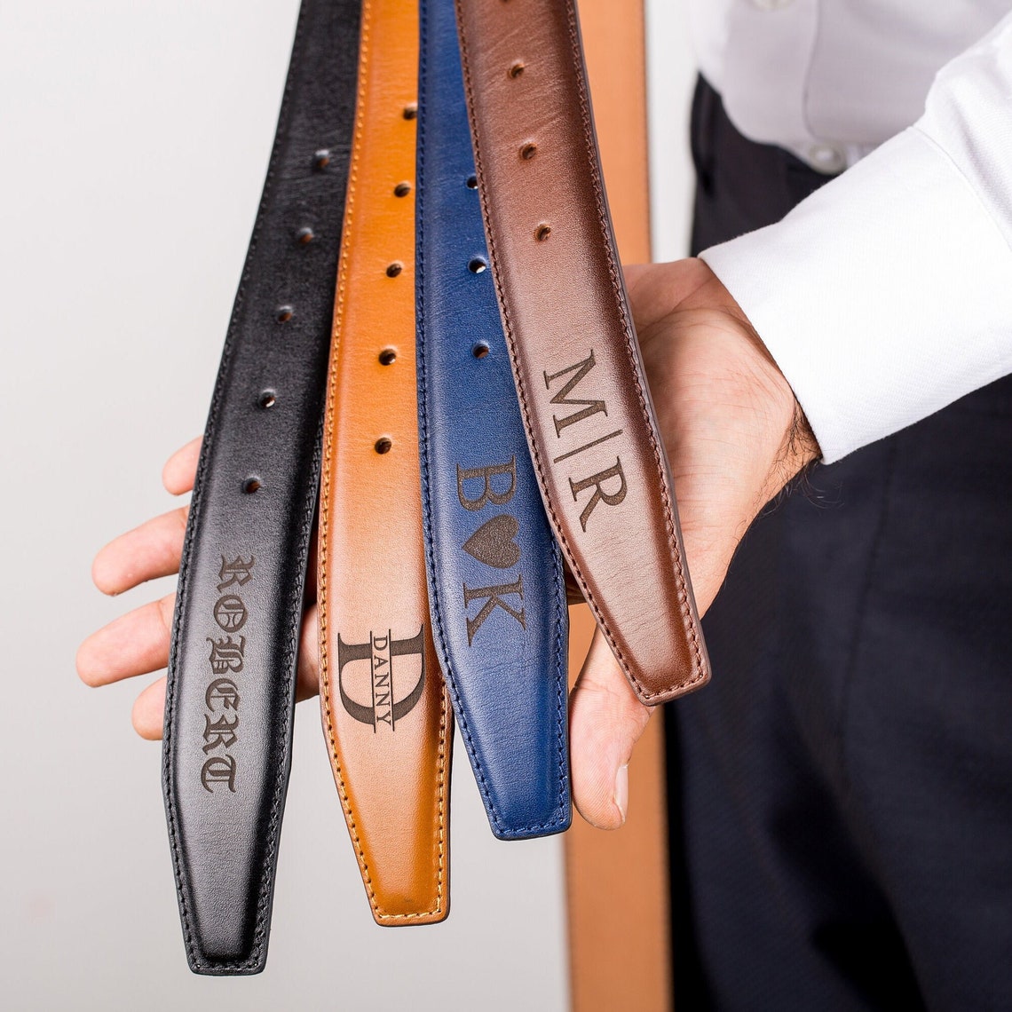 Personalized Leather Belt For Men Engraved Custom Gift With