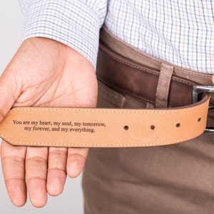 Personalized Leather Gift for Him - Engraved Leather Belt for Men - Custom Gift for Him - Genuine Leather Fathers Day Gift - Gift for Dad