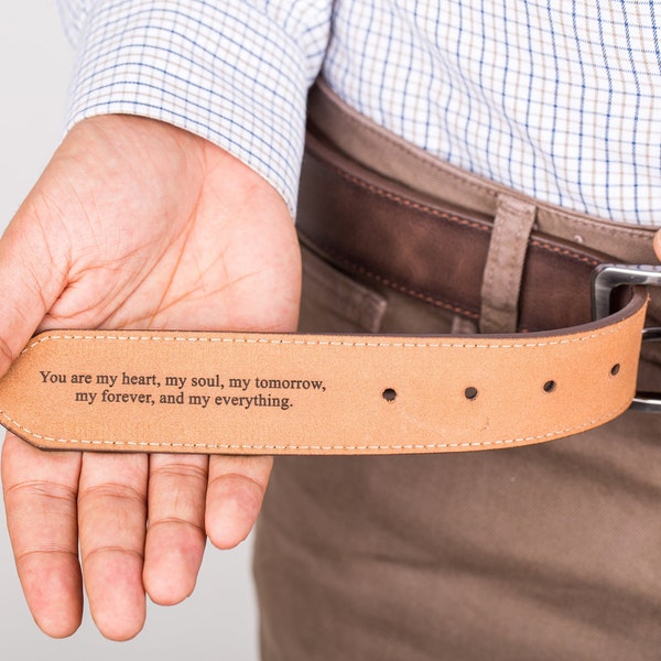 Personalized Leather Gift for Him - Engraved Leather Belt for Men - Custom Gift for Him - Genuine Leather Fathers Day Gift - Gift for Dad